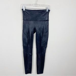 SPANX Faux Leather Shaping Slimming Moto Leggings Black Size Large